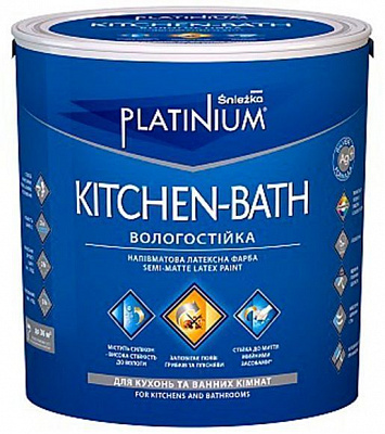 Фарба латексна Sniezka Platinium KITCHEN-BATH для приміщень з підвищеною вологістю напівмат білий 10л 12кг