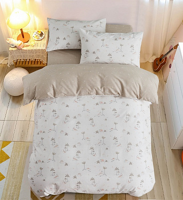 Комплект постельного белья Palms 1,5 бежево-белый La Nuit 