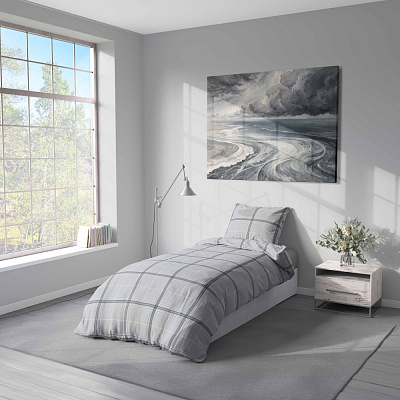 Комплект постільної білизни CHECK & CALM 1,5 сірий UP! (Underprice)