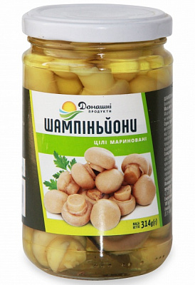 Гриби мариновані ТМ Домашні продукти Шампіньйони цілі 314 мл