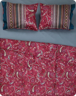 Комплект постільної білизни Burano R2 сімейний червоний Granfoulard