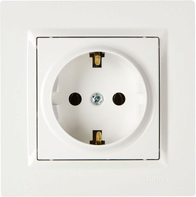 Розетка із заземленням Simon 10 без шторок білий CGSZ1.01/11