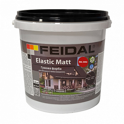 Краска резиновая водоэмульсионная Feidal Elastic Matt Ral 3002 мат красный 1,2кг