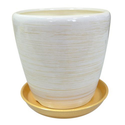 Горшок керамический Ориана-Запорожкерамика Грация №2 глянец круглый 4,5л бело-золотистый 