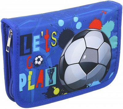 Пенал школьный Игра синий с рисунком