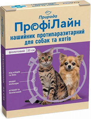 Ошейник Природа противопаразитарный для собак и кошек Профилайн (фиолетовый), 35 см