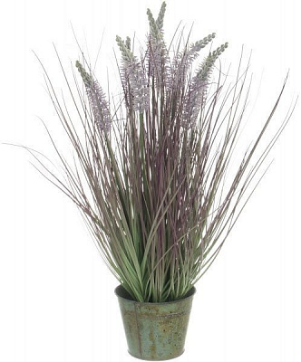 Растение искусственное Перистощетинник в металлическом горшке