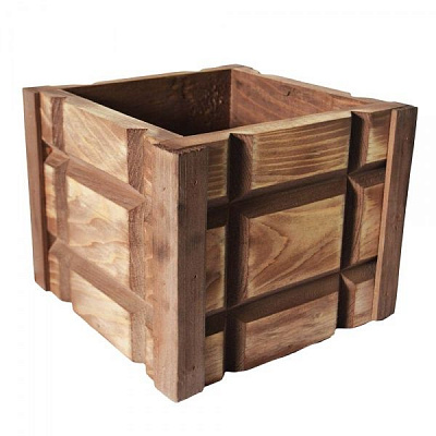 Горшок Резьба 21x17x21 см квадратный натуральный 