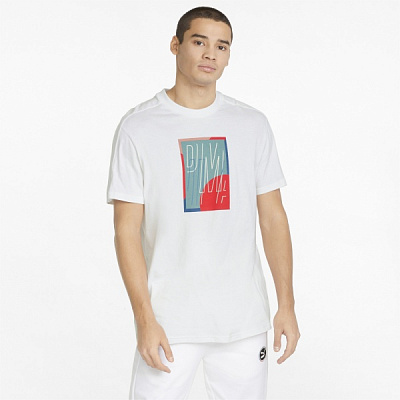 Футболка Puma T7 GO FOR Graphic Tee 53421602 р.XL белый