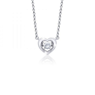 Колье UMa&UMi Сердце большое с танцующим бесцветным камнем