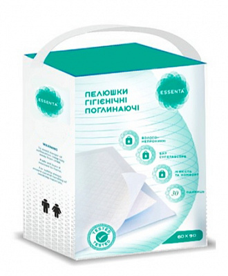Пелюшки одноразові Essenta+ 30 шт. 60х90 см білий