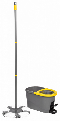 Комплект швабра и ведро с механическим отжимом для пола Apex Espresso Spin Mop серый