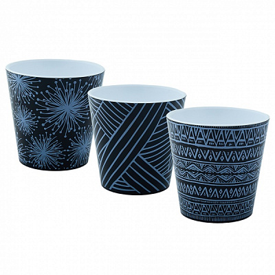 Горшок Алеана Деко со вставкой с декором Этно 16,0х15,5 см круглый 1,8 л черный (114047) 