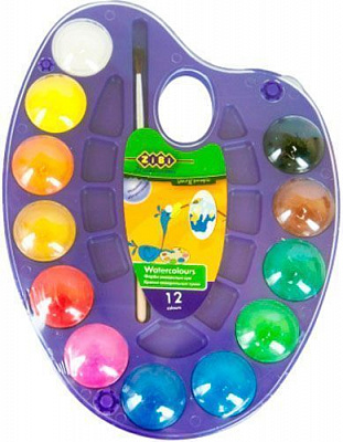 Фарби акварельні палітра 12 кольорів + пензлик ZB.6558-07 ZiBi