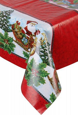 Скатерть Новогодняя Стандарт 120x140 см красный с рисунком 