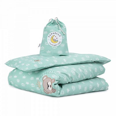 Комплект для дитячого ліжечка IDEIA Ранфорс Корона м'ятний 4820227284832