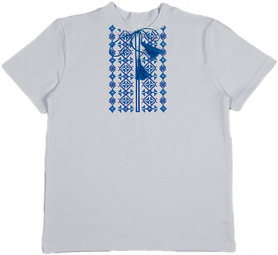 Вышиванка для мальчиков Luna Kids с синим орнаментом р.122 белый 