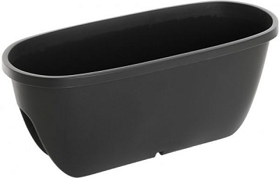 Вазон пластиковый Plastkon Balconia OVI с креплением на перила овальный 39,8л антрацит 