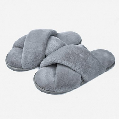 Тапки домашние Twins HS-LUX меховые перекрестки р.40 темно-серый 