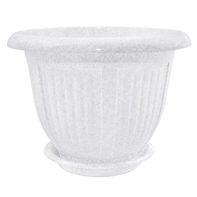 Горщик пластиковий Алеана Хвиля круглий 3,8л білий із сірим (112046)