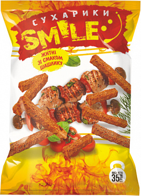 Сухарики ТМ Океан Ізобілія ржаные со вкусом шашлыка Smile 35 г
