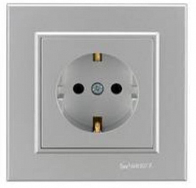 Розетка із заземленням Makel Karea IP20 срібло 56065028