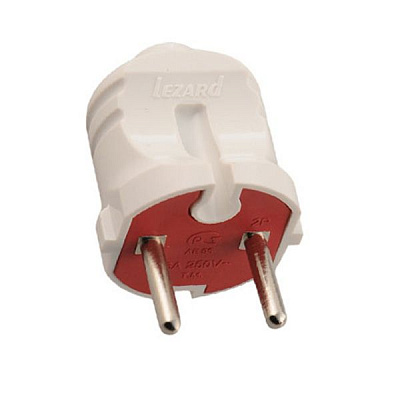 Вилка электрическая Lezard 715-0101-601 6 А 250 В без заземления 250В 6А IP20 белый