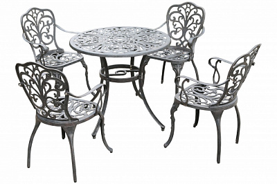 Комплект металевих меблів Bella Vita круглий стіл 85x74 см + 4 крісла бронзовий