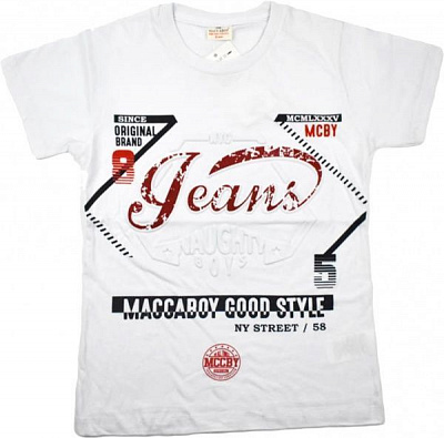 Футболка для мальчика Macma 9176 Jeans р.146 белый 