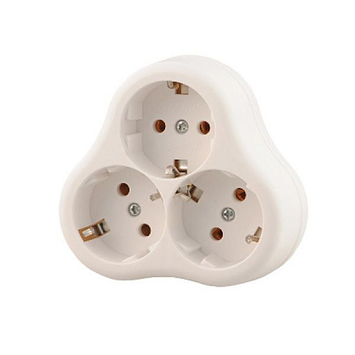 Трійник Lezard 715-0900-609 з заземленням білий