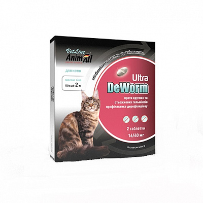 Таблетки противогельминтные AnimAll DeWorm Ultra для котів від 2 кг 179765