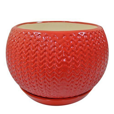 Горщик керамічний Оріана-Запоріжкераміка Куля коса круглий 13л глянець червоний
