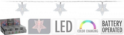 Электрогирлянда Звездочки встроенный светодиод (LED) 10 ламп 1,3 м