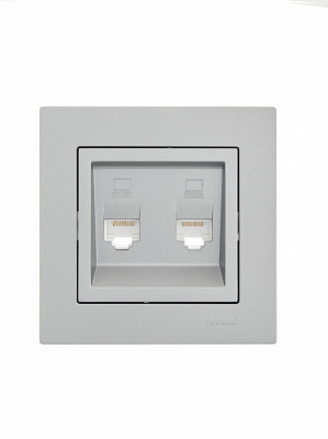 Механизм розетки компьютерная двойная 2 Lezard Vesna IP20 серый 742-3588-141