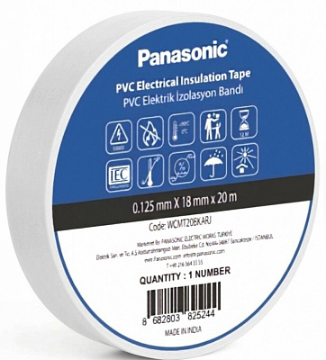 Изолента Panasonic 0,125х18 мм 20 м белая ПВХ WCMT20WHARJ