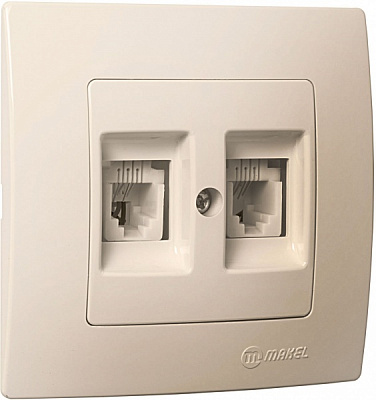 Розетка телефонна подвійна Makel Lillium Natural Kare кремовий 32010034