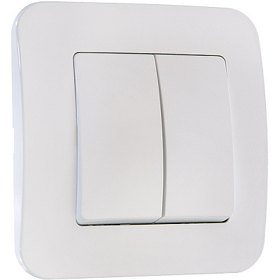 Вимикач двоклавішний Makel Lillium Natural без підсвітки 10 А 250В білий 55003