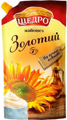 Майонез ТМ ЩЕДРО Золотой 50% д/п 4823097405697 550 г