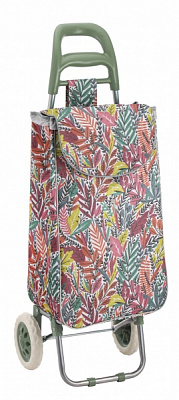 Тележка хозяйственная 33 л на колесах, пластик зеленый, рисунок Трава