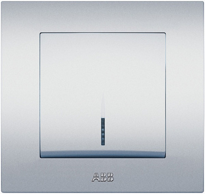 Выключатель одноклавишный ABB Cosmo с подсветкой 10 А серый металлик 619-011000-201