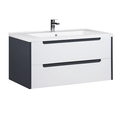 Тумба подвесная Мойдодыр Paula 100 с умывальником Cosmopolitan 100