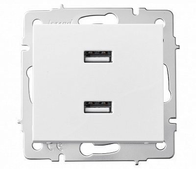 Механізм розетки USB Lezard Rain білий 703-0288-192