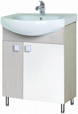 Тумба напольная Мойдодыр ДОМИНО-60-Ф бежевий с умывальником Эпика 60