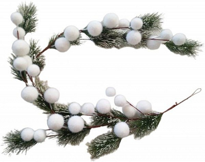 Декорация новогодняя Гирлянда хвойная заснеженная со снежками 120 см RS1T613 