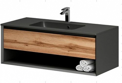 Тумба под умывальник Aquarius Тумба RIMINI 100 подвесная (полочка) Graphite под умывальник Vero (W)