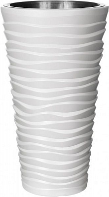 Горшок пластиковый Prosperplast Sand slim 2 в 1 круглый 45л белый (79621-449) 