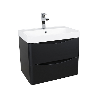 Тумба консольна Aqua Rodos Vista Black-Matt з умивальником Deep 60 см