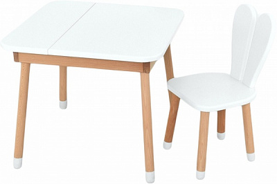 Комплект стол и стул ArinWOOD Зайчик Desk с ящиком белый 04025 