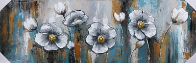 Картина Цветы белые 50x150 см 