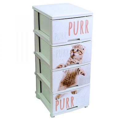 Комод универсальный Vivendi CAT на 4 ящика кремовый 940x450x390 мм